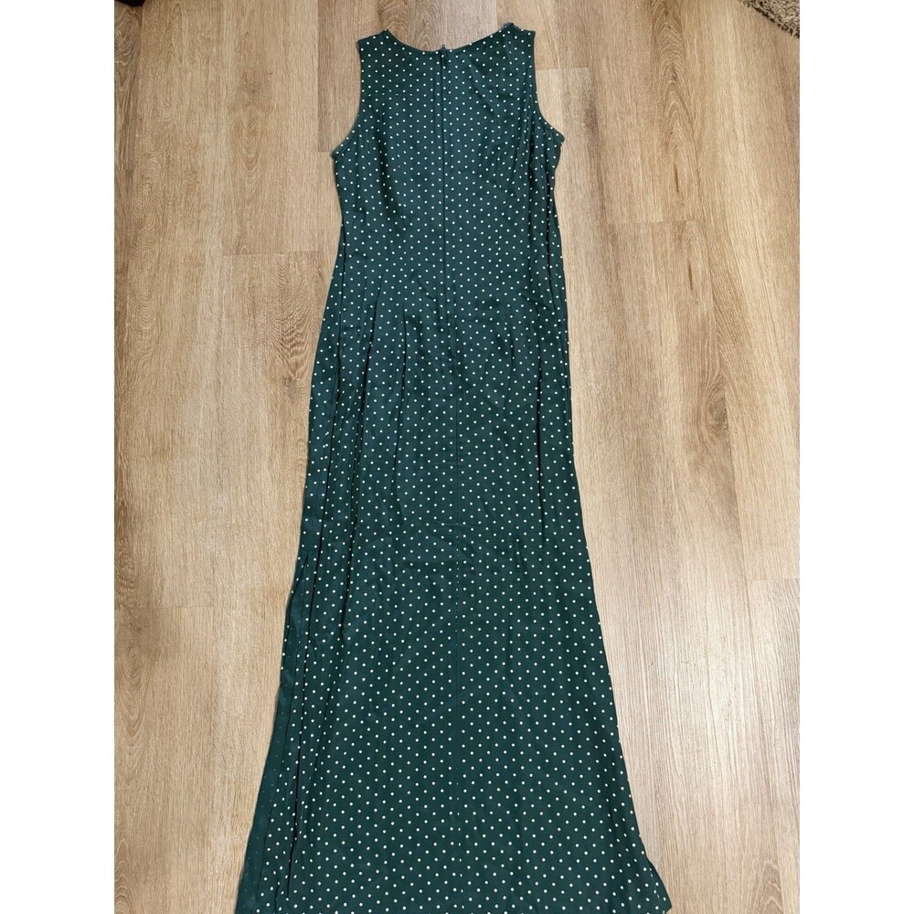 Y2K My Michelle Green‎ And White Polkadot Maxi Slit Dress Size 9/10